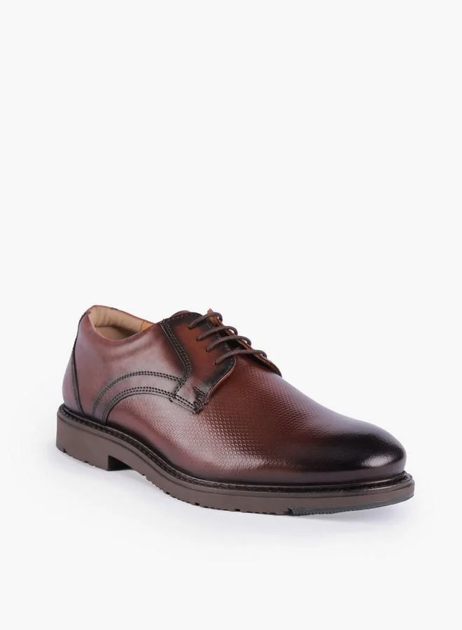 دوتشيني Men Textured Lace-Up Derby Shoes